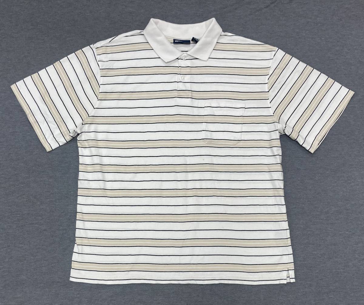 90〜00s puritan ピューリタン ポケット付き ポロシャツ ボーダー XL サイドスリット Y2K 拍卖