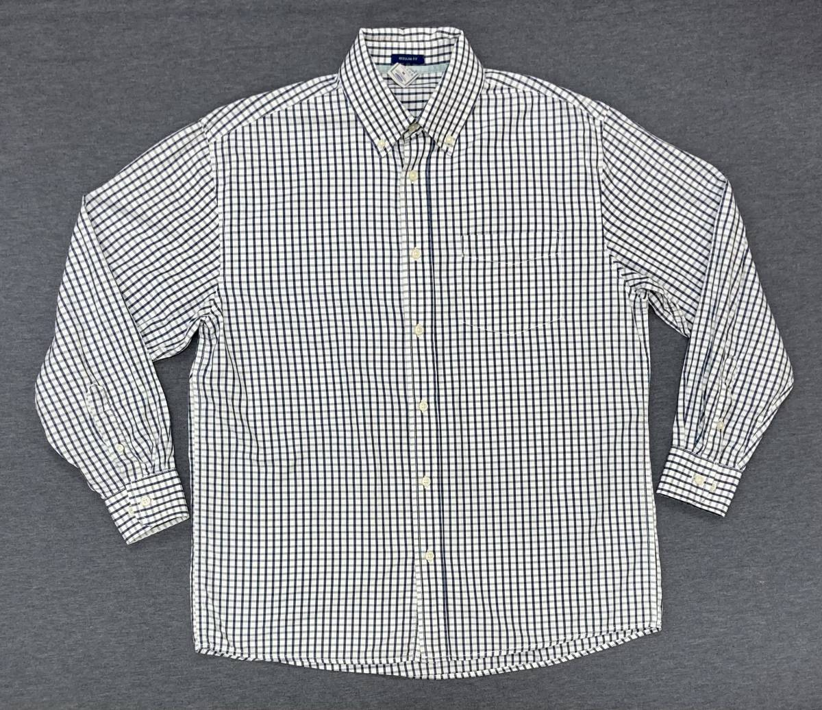 00s 2005年製 OLD NAVY BDシャツ ボタンダウンシャツ M チェック OLD GAP 白紺 Y2K拍卖