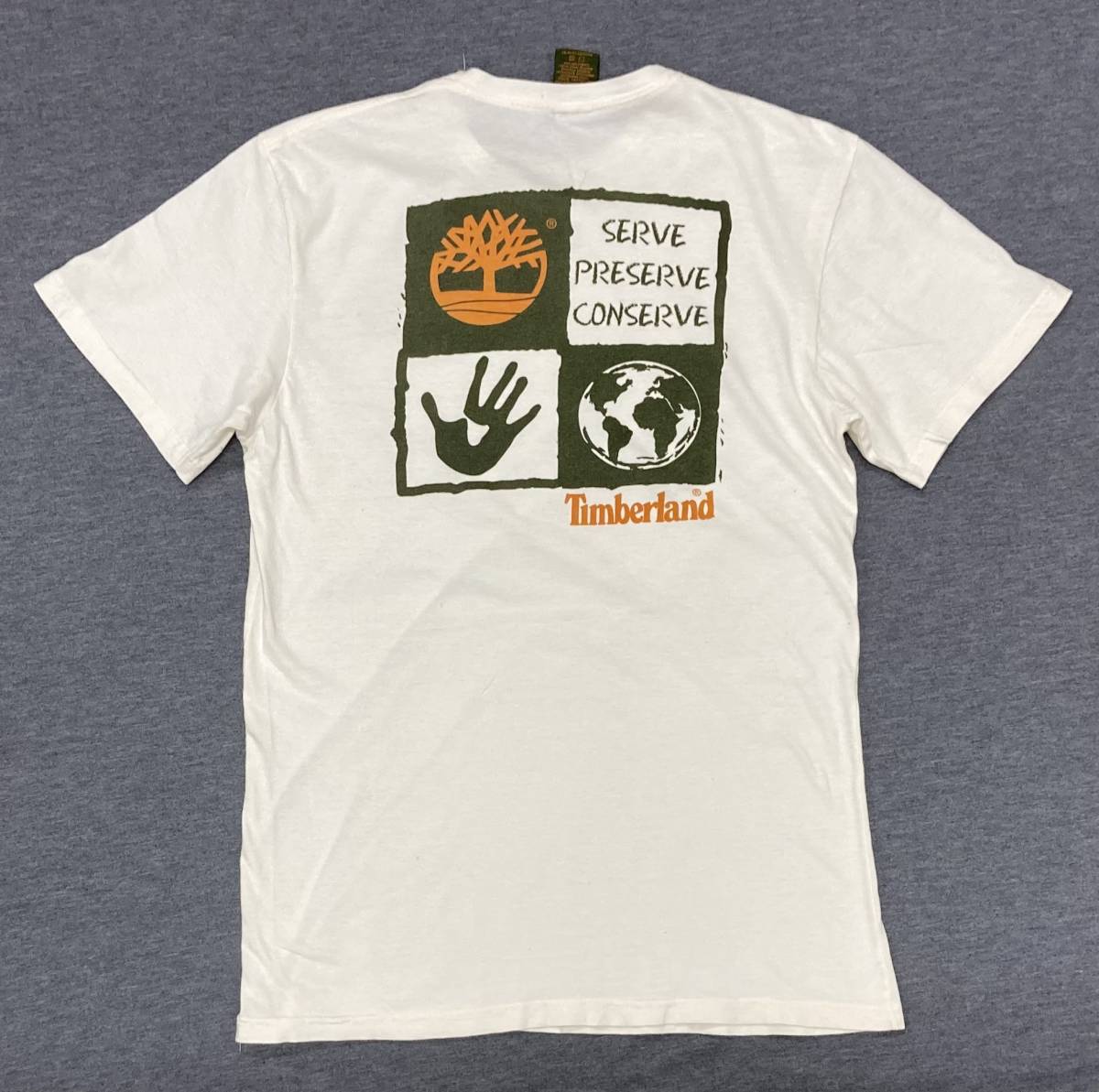 00s USA製 Timberland EARTH DAY 2004 Tシャツ 白 ティンバーランド 地球の日拍卖