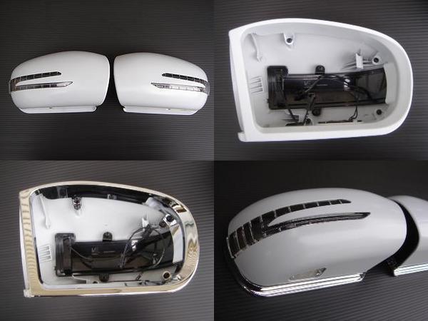 ベンツ アロータイプ LED ドアミラー カバー W203 C320 C32 C55 AMG ブラバス ロリンザー 未塗装/ふちメッキ拍卖