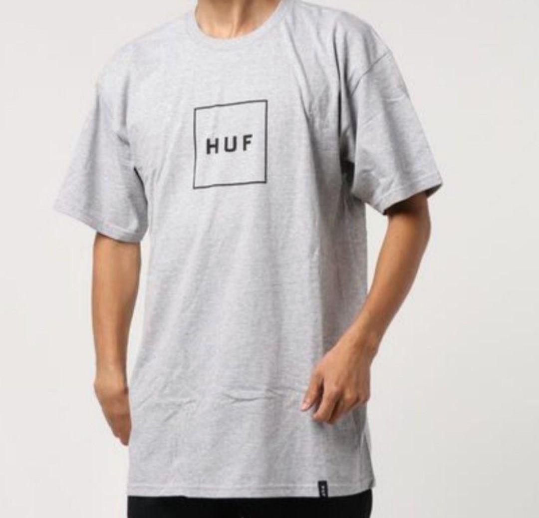 【M】HUF ハフ 半袖Tシャツ エッセンシャルボックスロゴ グレー×黒拍卖
