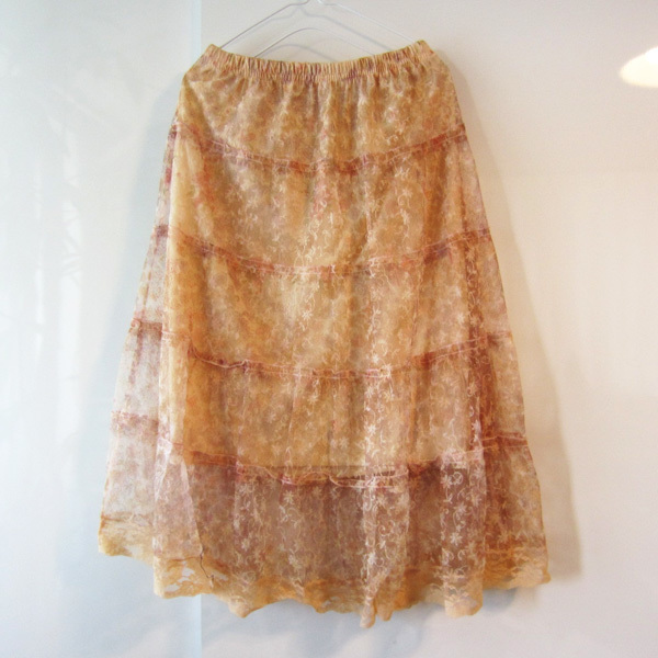 美品 美しいシースルーロングスカート 裏地付き フリーサイズ 拍卖