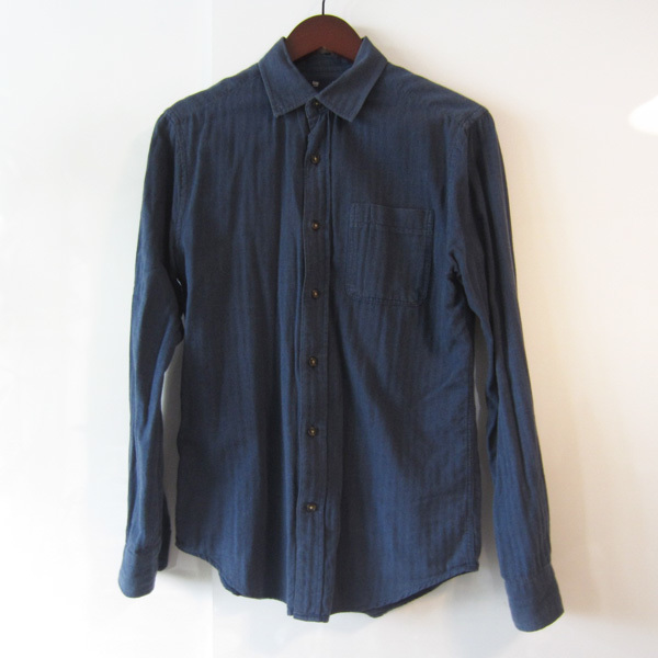 ギャップ GAP 長袖シャツ ネイビー ヘリンボーン拍卖