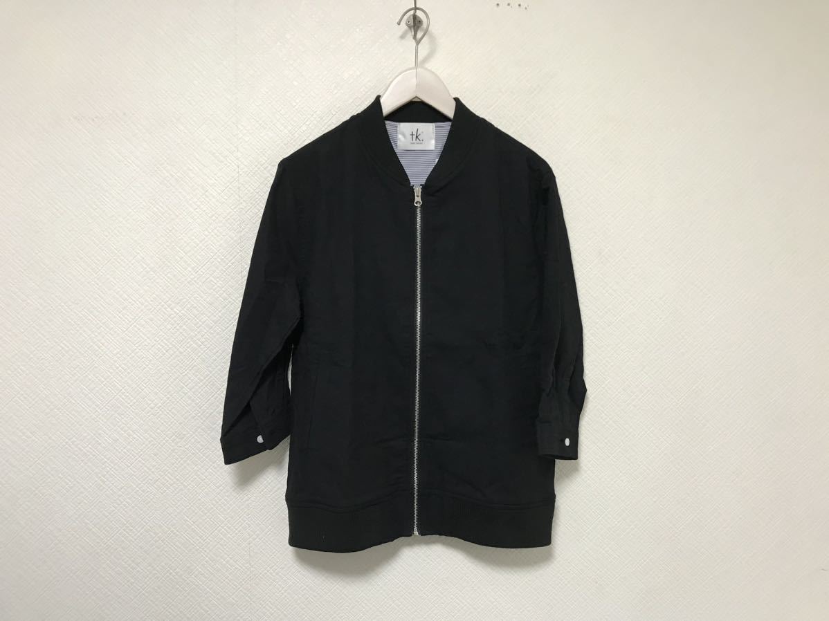 新品未使用本物タケオキクチtkTAKEOKIKUCHIコットン麻リネン7部袖丈ジップジャケットミリタリーアメカジサーフビジネスメンズM黒ブラック拍卖
