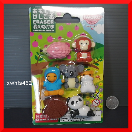 新品即決★イワコー おもしろ消しゴム 森のなかま 7点セット 日本製 パンダ サル コアラ ハムスター クマ ハリネズミ ER-BRI022 zak拍卖