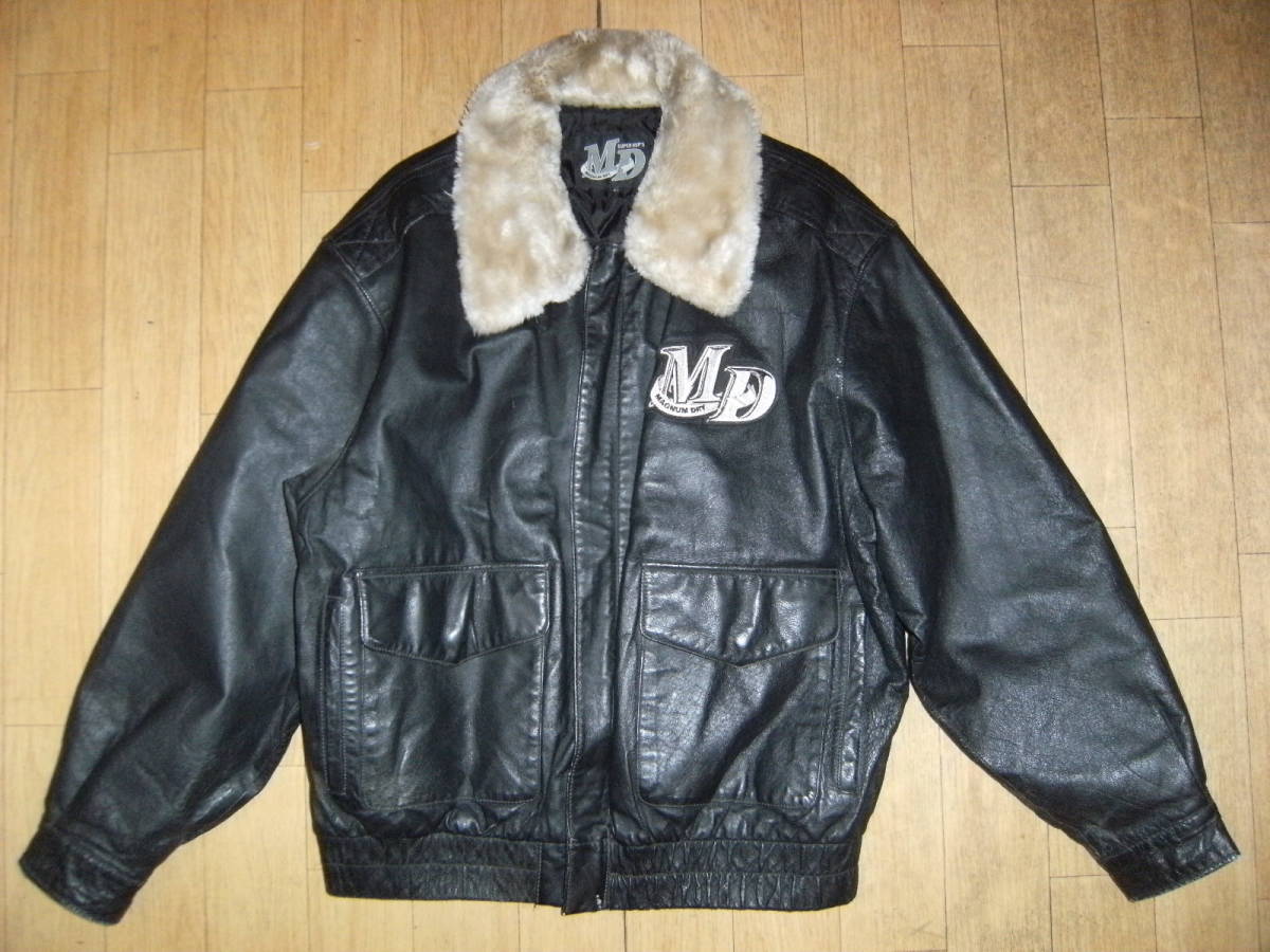 非売品★昭和レトロ★90年代★SUPER HOP'S MAGNUM DRY サントリー マグナムドライ レザージャンパー 革ジャン レザージャケット バイカー拍卖