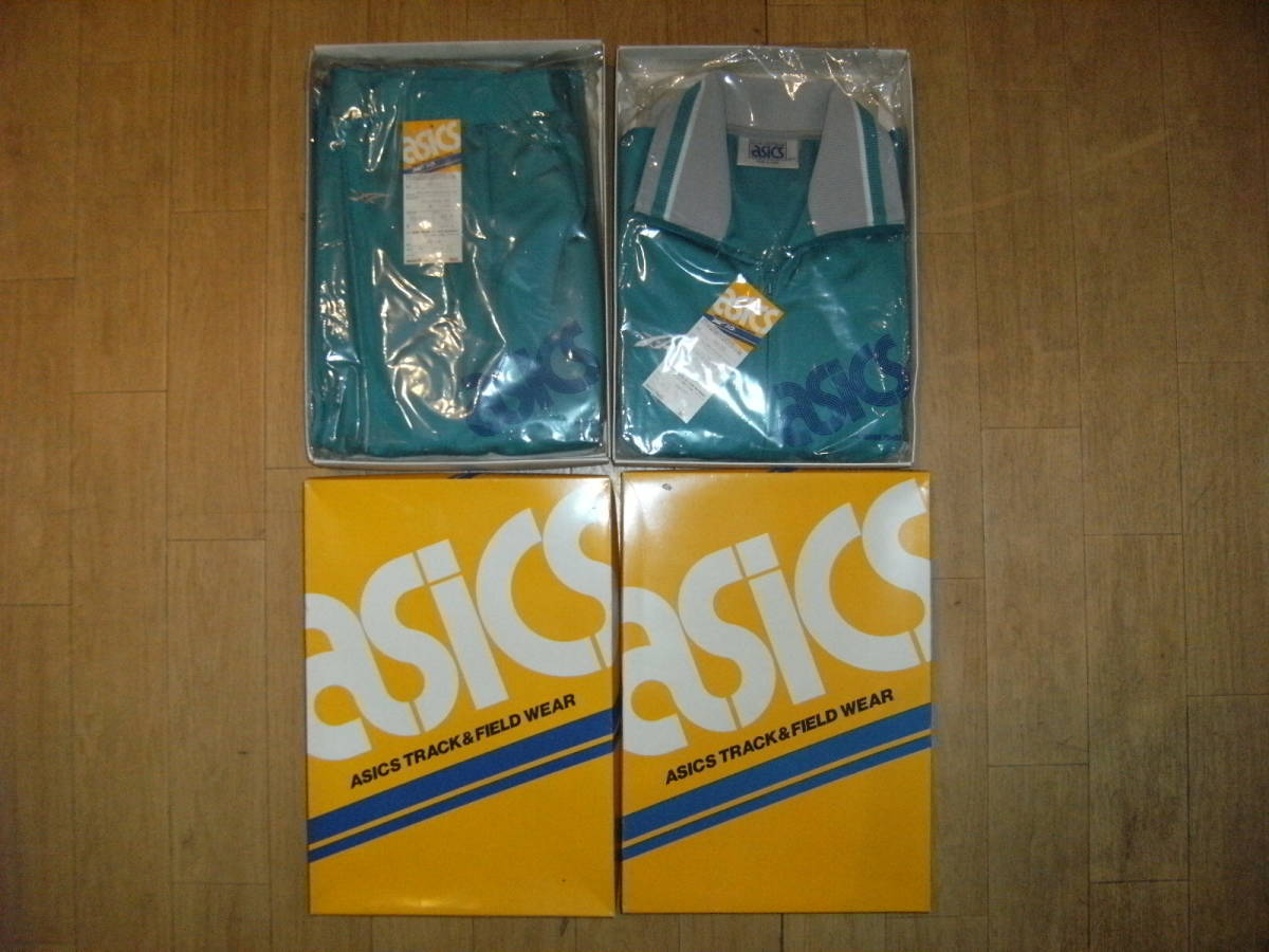 箱付き★昭和レトロ★日本製 90年代★asics アシックス パウ 陸上競技 ジャージ 上下セット★運動着 野球 サッカートレーニング ウエアー拍卖