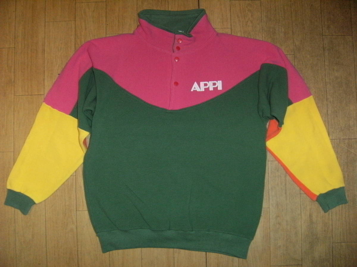昭和レトロ★80年代★スキーに連れてって★当時物 APPI アピ トレーナー スエット★登山 スポーツ スノーボード スキー 雪 運動着 ヤンキー拍卖