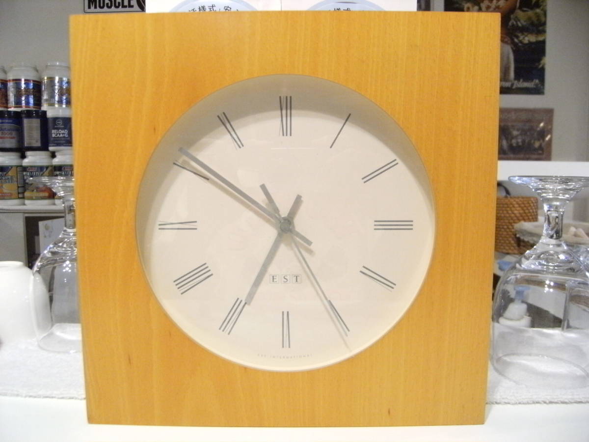 稼働品★非売品★平成レトロ★★90年代★当時物 店頭用 店舗用 香水専門店 EST INTERNATIONAL エスト インターナショナル 掛時計 柱時計★拍卖
