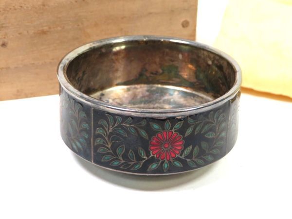 【4944】明治時代保証 七宝 内銀張 杯(初品・買取品)拍卖