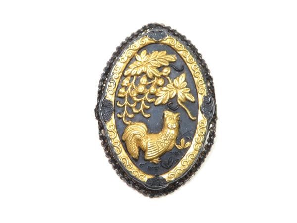 【4961】堤物/明治時代 オリジナル 金物 金具 鶏彫金(初品・買取品)拍卖