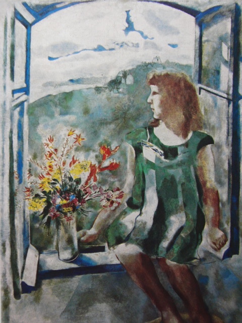 シャガール、【窓辺のイダ】、画集画、新品高級額 額装付、状態良好、送料無料、絵画 人物画拍卖