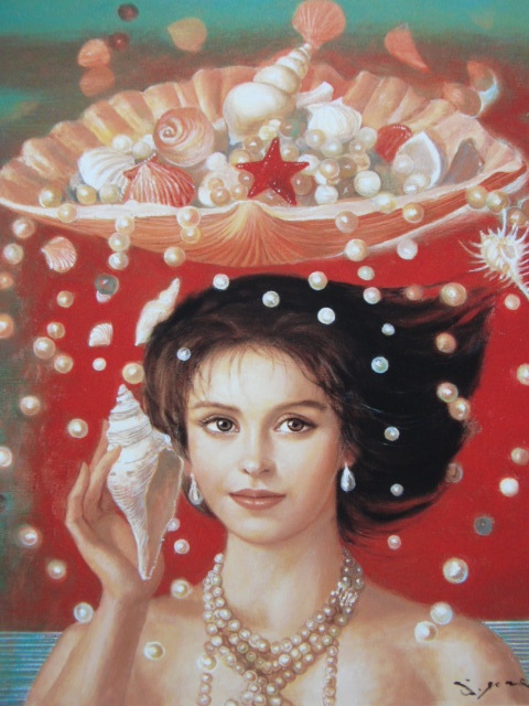 芝田米三、【海の響】、新品高級額 額装付、希少画集画、状態良好、送料無料 人物画拍卖