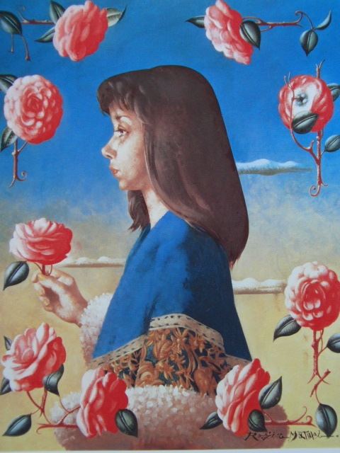 松樹路人、【乙女椿】、新品高級額 額装付、希少画集画、状態良好、送料無料 人物画拍卖