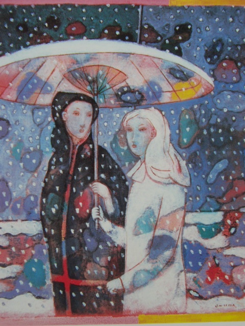 大沼映夫、【初雪】、新品高級額 額装付、希少画集画、状態良好、送料無料 人物画拍卖