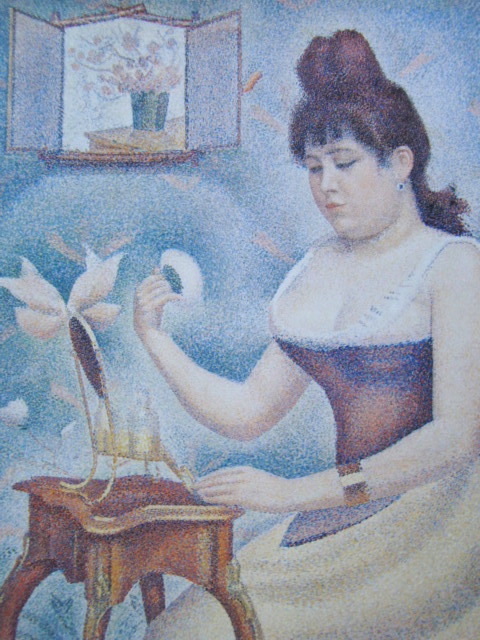 ジョルジュ・スーラ、【化粧をする若い女性】、新品高級額 額装付、年代物・希少画集画、状態良好、送料無料 人物画拍卖