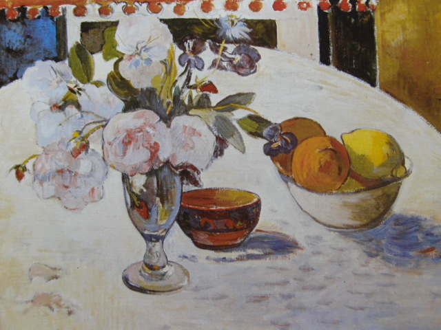 ゴーギャン、【青いアイリスとオレンジとレモン】、希少な画集画、新品高級額 額装付、状態良好、送料無料、絵画 静物画拍卖