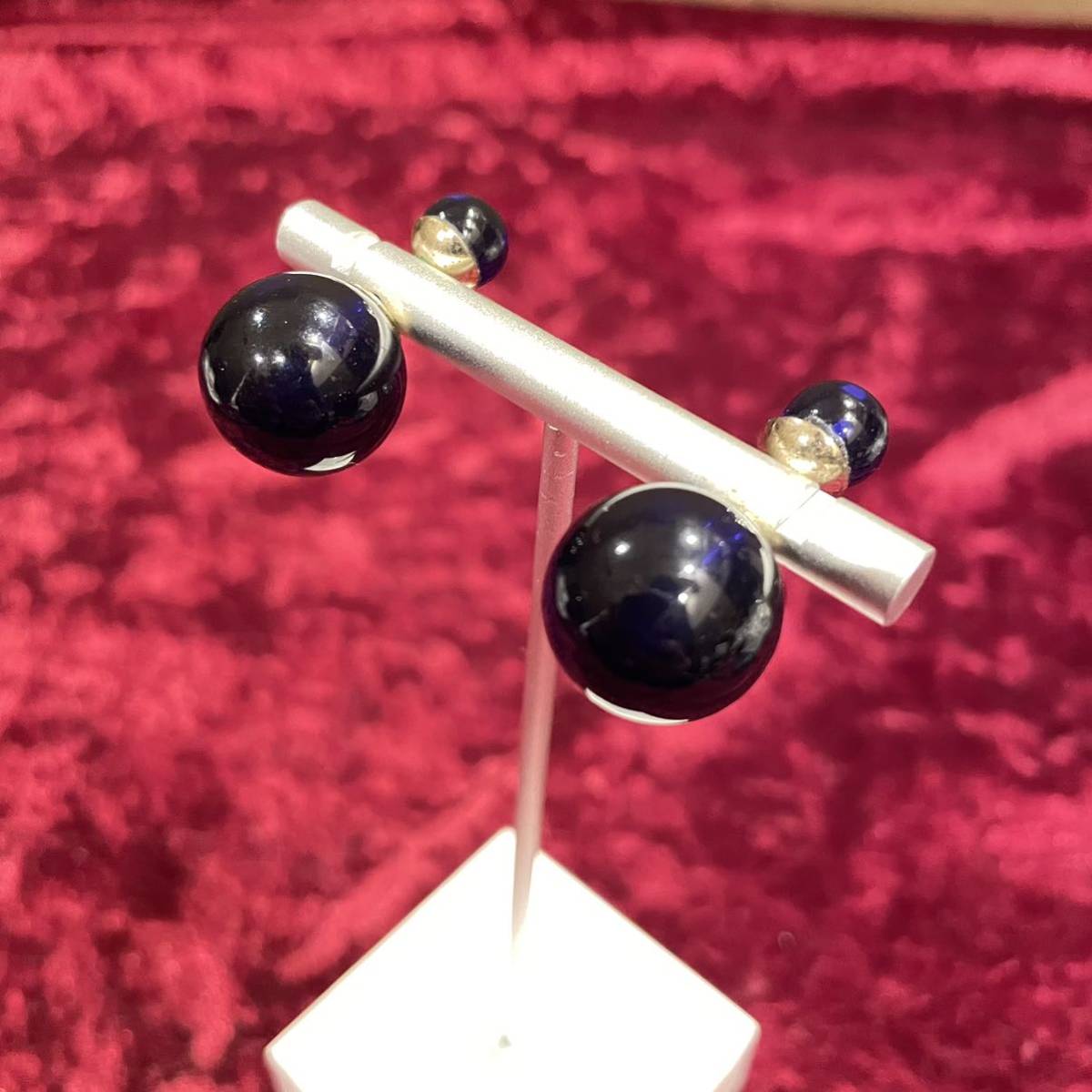 Dior クリスチャンディオール カラーストーン 色石 ボール ピアス拍卖