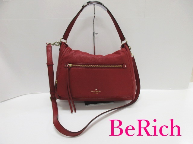 ケイト スペード kate spade 2way ショルダーバッグ 赤 レッド レザー ロゴ ワンショルダー ハンドバッグ 鞄 【中古】 bk7431拍卖