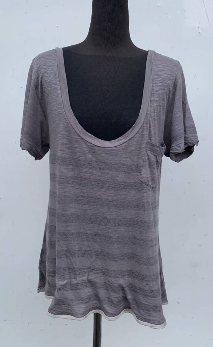 sacai luck カットソー【2】グレー ボーダー 半袖 サカイ ラック 日本製拍卖