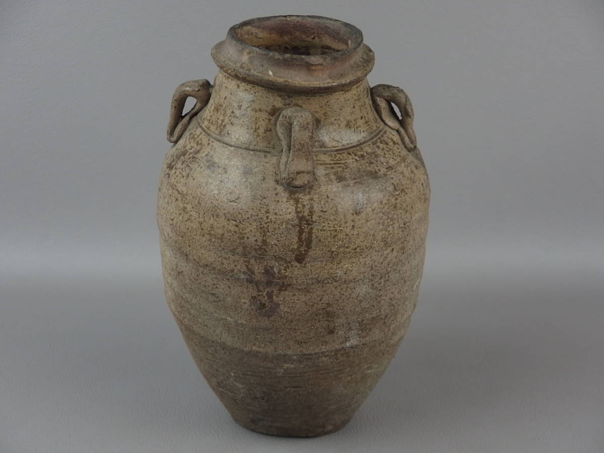 【骨董・茶道具】★古い 南蛮 古南蛮★★四耳壷 ej012sl.8 花道 華道拍卖