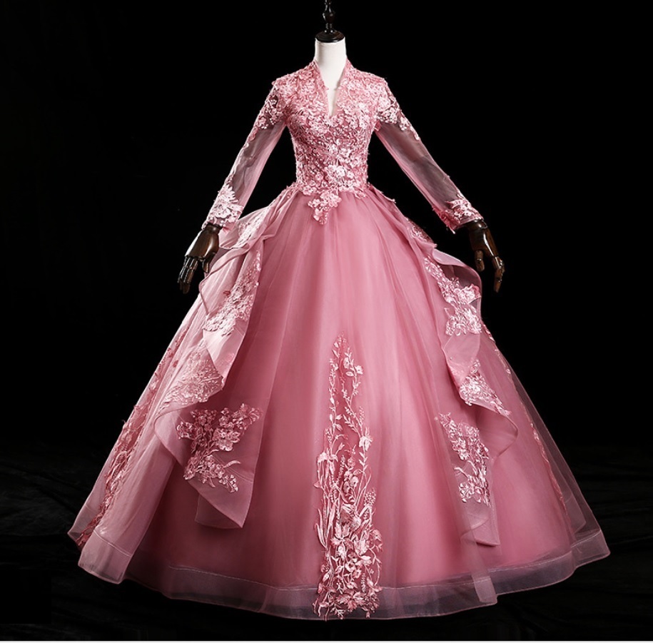 サイズオーダー無料/パニエ アクセサリー小物付属】上質なパーティードレス4点セット★色ご指定可舞踏会★プリンセスライン★前撮り★拍卖