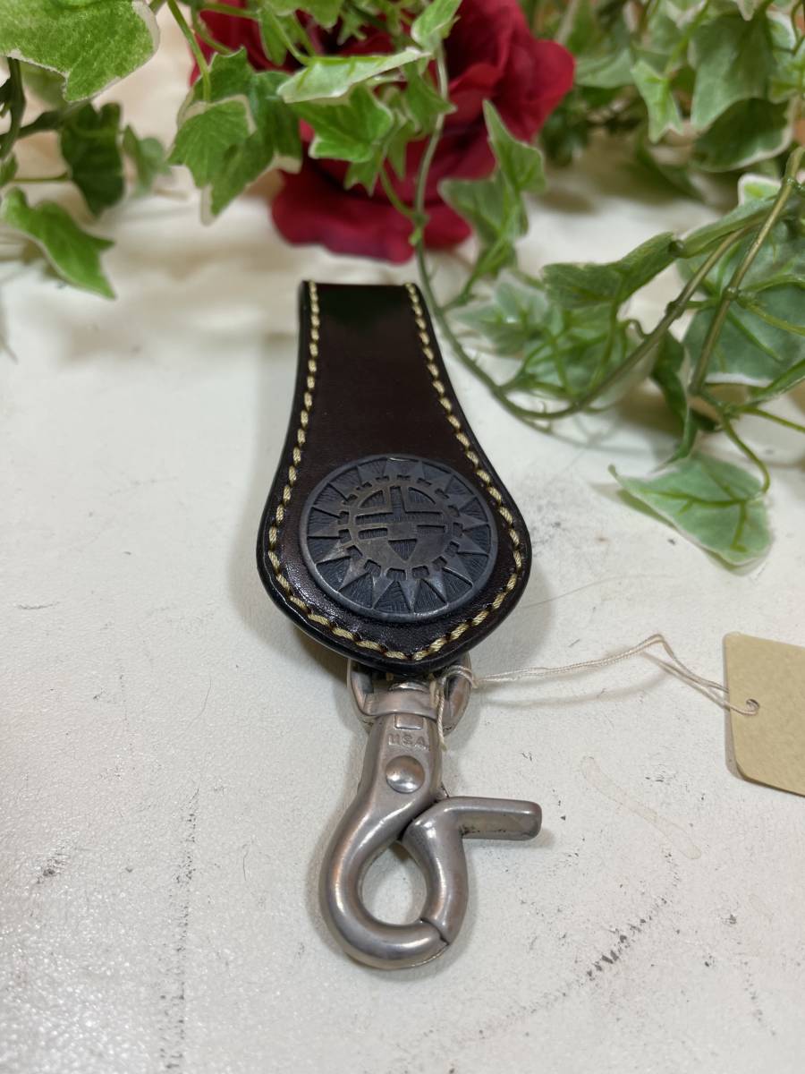 牛革 シルバー・キーホルダー 本革製◆USA ブラック拍卖