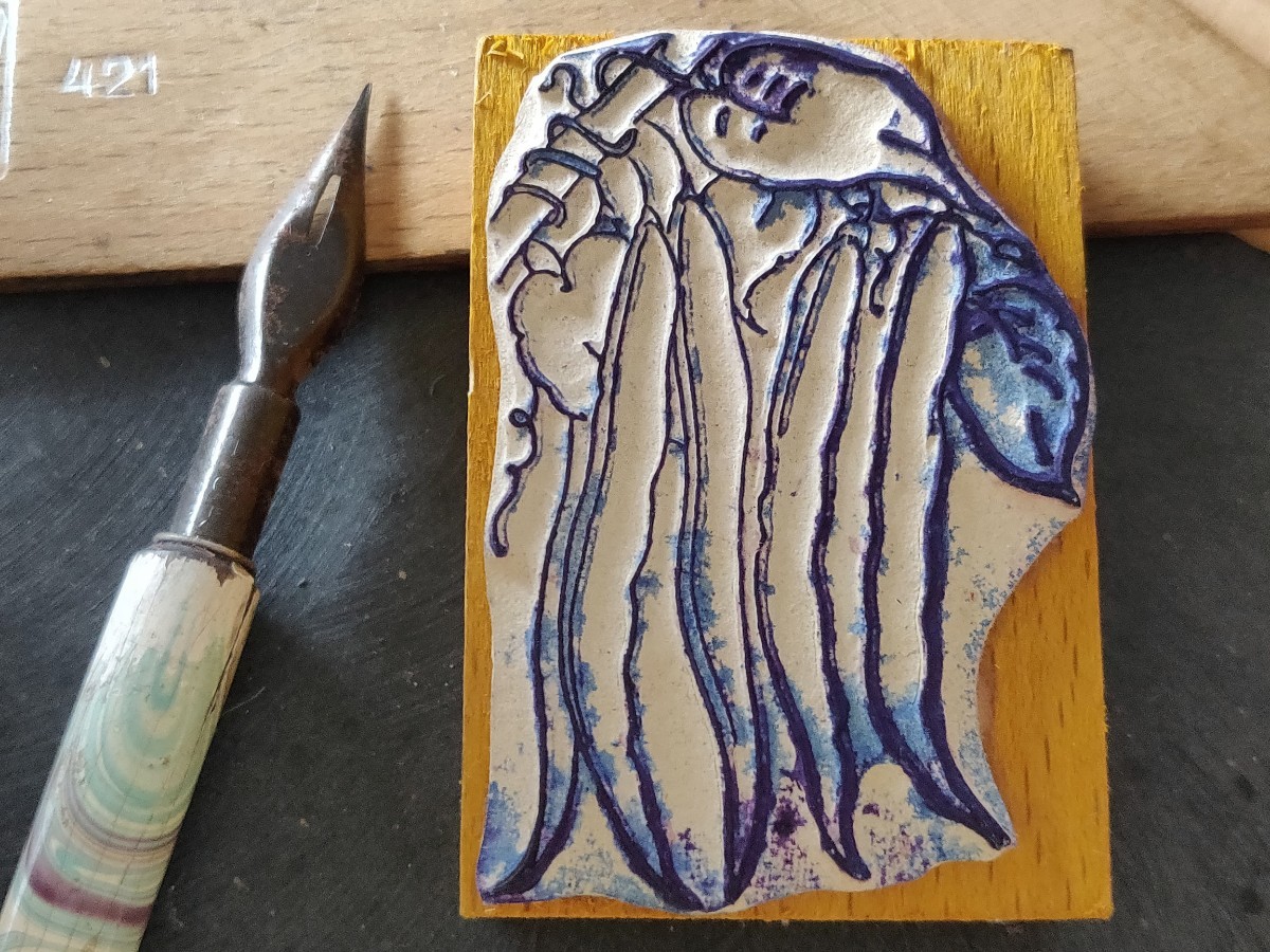 繊細 haricot vert 葉付き いんげん豆 野菜 ベジタブル 農家 フランス アンティーク スタンプ ヴィンテージ はんこ イラスト拍卖