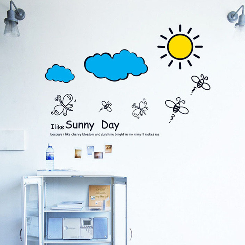 ウォールステッカー YB223 良い天気 雲 蜜蜂 癒す DIY 壁紙 インテリアシート 剥がせるシール 送料無料拍卖