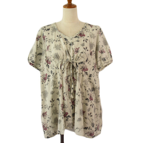 メルローズ クレール MELROSE claire カットソー 花柄 半袖 グレー レディース拍卖