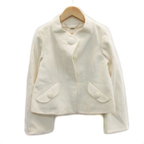 エフデ ef-de スタンドカラーコート ショート丈 アンゴラ ウール混 7 オフホワイト /MS3 レディース拍卖