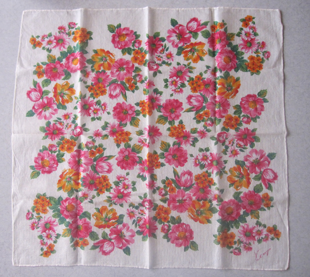 KENZO ケンゾー レディース 薄手 大判 ハンカチ 花柄 ピンク、オレンジ系 拍卖