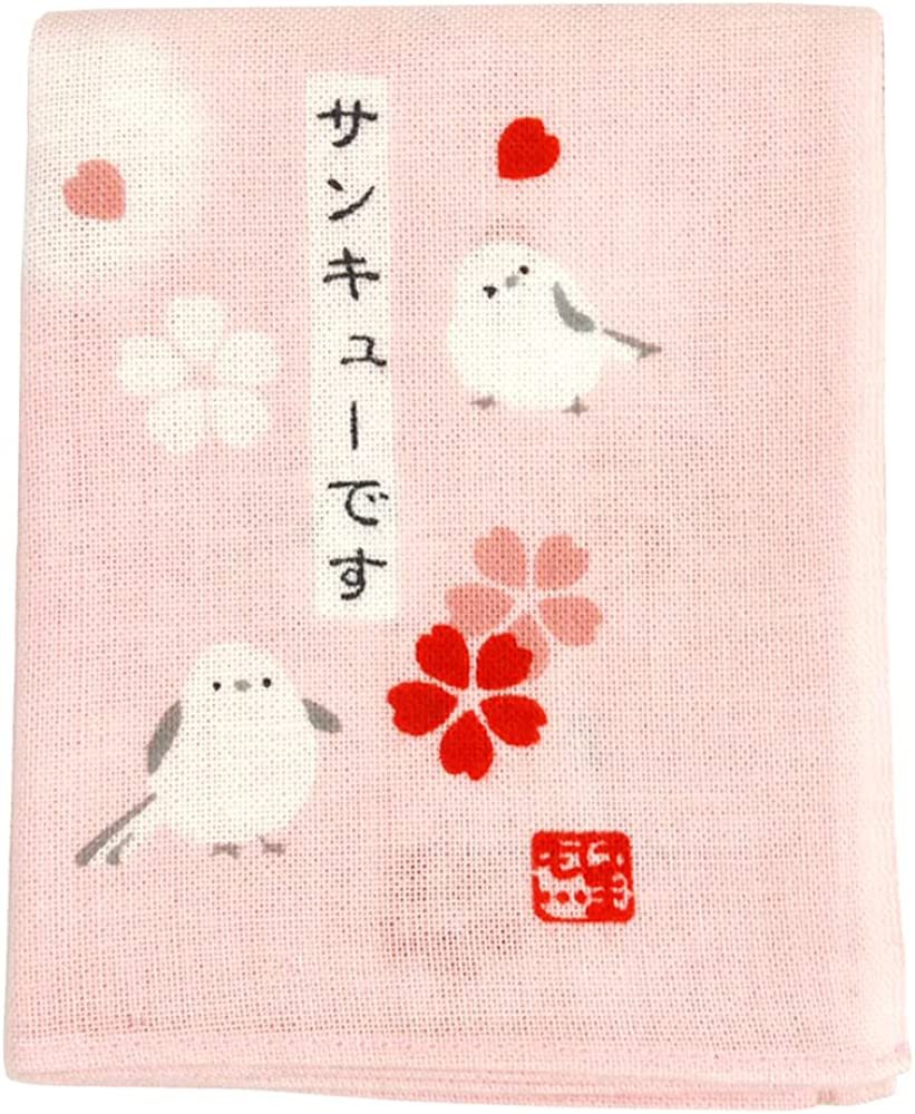 濱文様 ひとことはんかち サンキューですシマエナガ 感謝 手ぬぐい拍卖