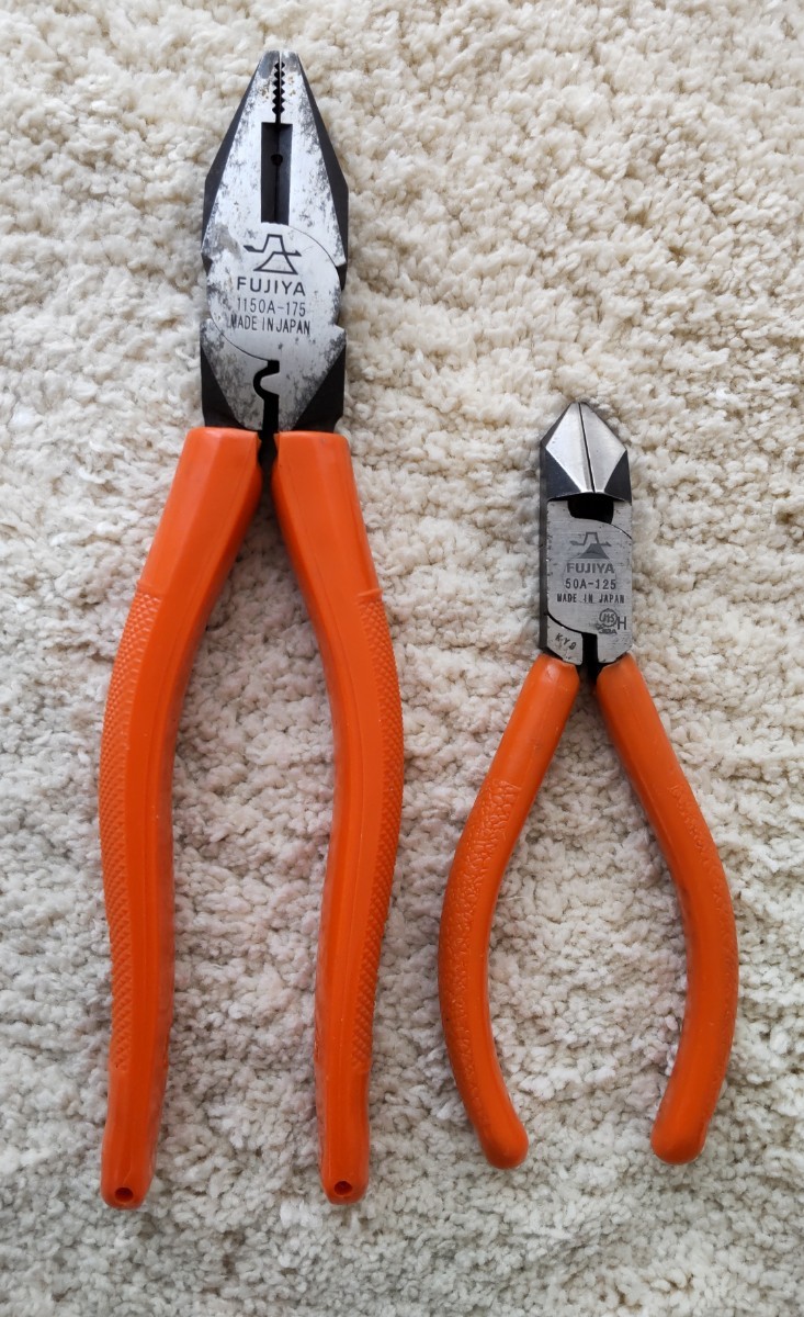 フジ矢 圧着皮むき、端子圧着機能付き 1150A-175 ペンチと オマケ 50A-125ニッパー 合計2本セット拍卖