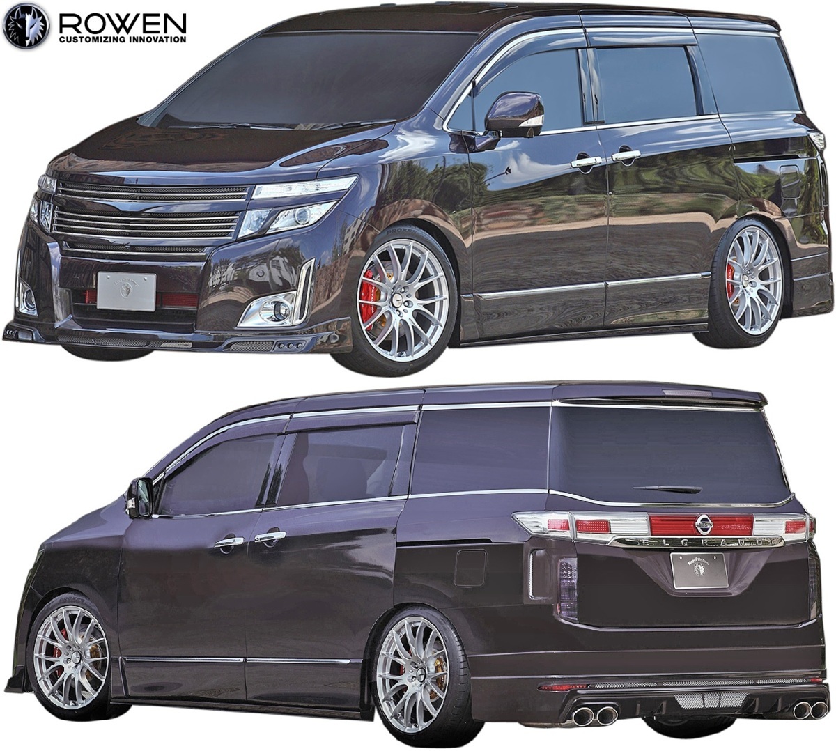 【M's】NISSAN E52 前期 エルグランド ハイウェイ スター (2010.08-2013.12) ROWEN フルエアロ 3P (4本出しマフラー用) ロエン 1N002X10拍卖