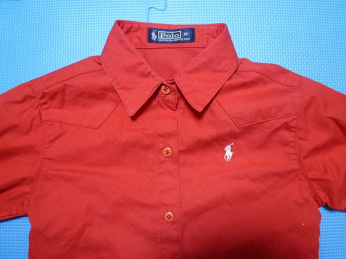 子供服 ポロラルフローレン 長袖シャツ 赤 M 女の子※ロサンゼルス正規店購入(検:GAPギャップ/ファミリア/プチバトー/メゾピアノ/ナルミヤ拍卖