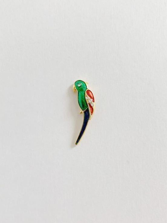 【美品】エナメル オウム ミニサイズ ピンブローチ トロピカル 小さい拍卖