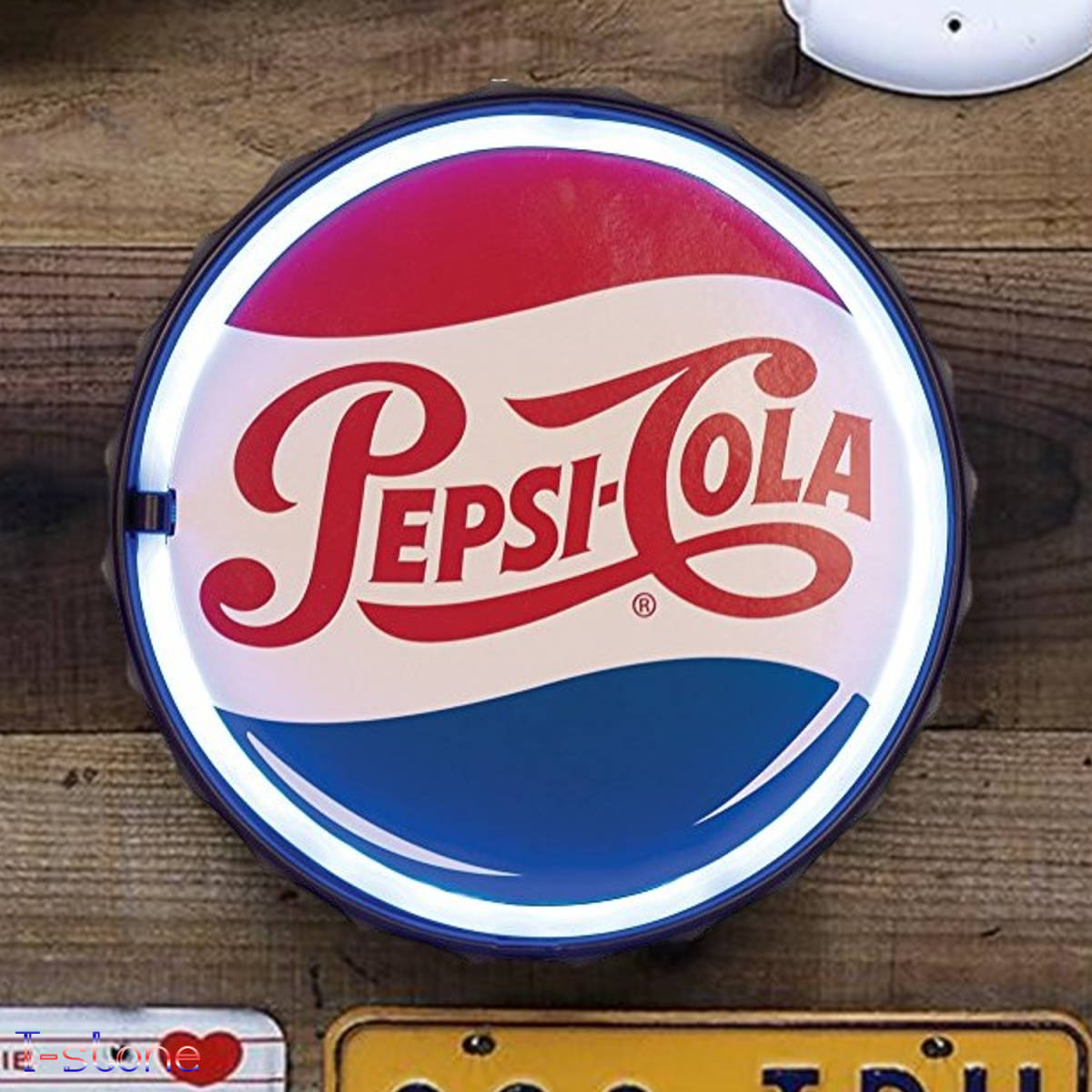 ネオンサイン ペプシコーラ LEDラウンド看板 ボトルキャップ 昭和レトロ アメリカン お洒落インテリア 世田谷ベース 存在感抜群 雰囲気照明拍卖