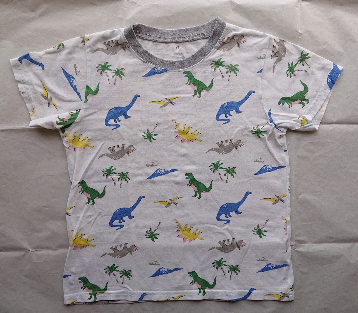 ★美品 恐竜柄プリントTシャツ 半袖Tシャツ T-shirt 恐竜 S/S 120拍卖