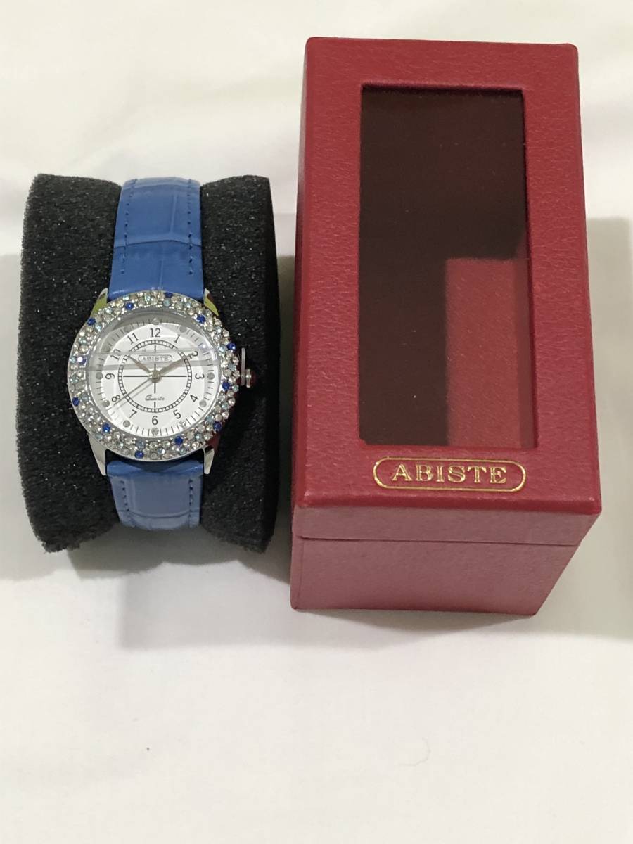 JAL限定 アビステ Abiste ラウンド ブルーベルト ウォッチ プレゼント クリスタルガラス かわいい おしゃれ拍卖