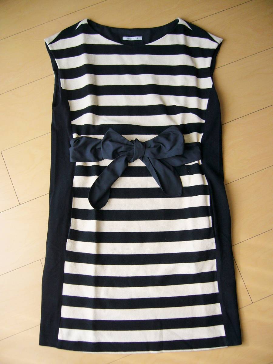 ★美品★春夏★【SCOT CLUB】★スコットクラブ★ワンピース★ボーダー★リボン★りぼん★ミニワンピース★ミニワンピ★拍卖