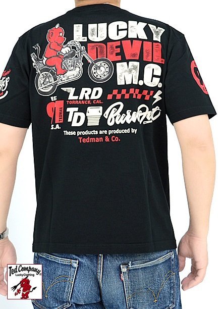 バイク半袖Tシャツ◆TEDMAN/テッドマン ブラックLサイズ(サイズ42)TDSS-561 エフ商会 efu アメカジ 赤鬼 レッドデビル拍卖