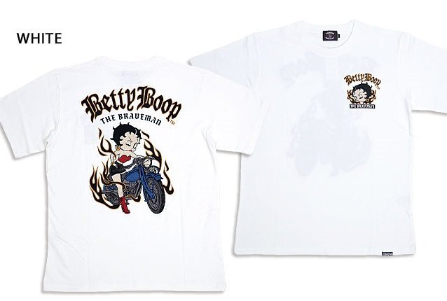 BR×BETTYコラボ 天竺半袖Tシャツ◆The BRAVE-MAN ホワイトXXLサイズ BBB-2315 ブレイブマン ベティーちゃん 刺繍拍卖