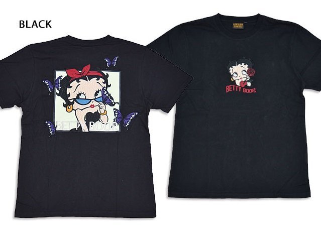 LBK×BETTY バタフライBetty Tee◆ロウブロウナックル ブラックLサイズ 523868 ベティーちゃん 蝶拍卖