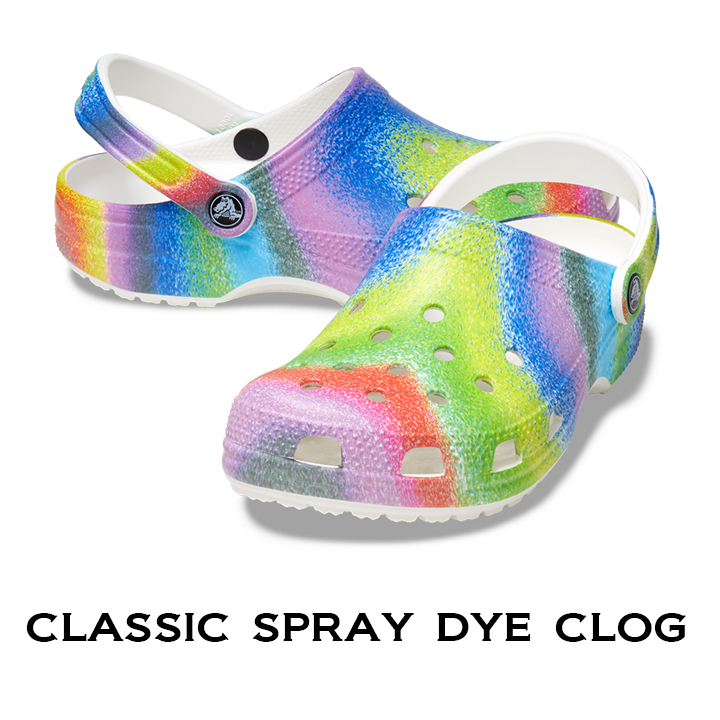 23cm クロックス Classic Spray Dye Clog クラシック スプレイ ダイ クロッグ ホワイト×マルチ M5W7 新品拍卖