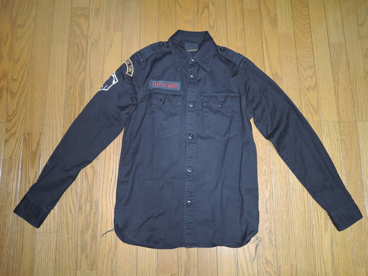 HYSTERIC GLAMOUR ヒステリックグラマー ミリタリー系シャツ S 黒 ワッペン ガール ワーク / 長袖シャツ拍卖