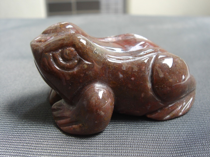 ☆希少、風水お守り、天然インド瑪瑙メノウめのうアゲート蛙カエル置物H1拍卖