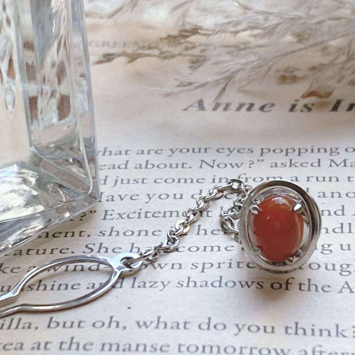 ヴィンテージタイピン タイタックピン メノウ シルバー☆vintage jewelry accessories 0878拍卖