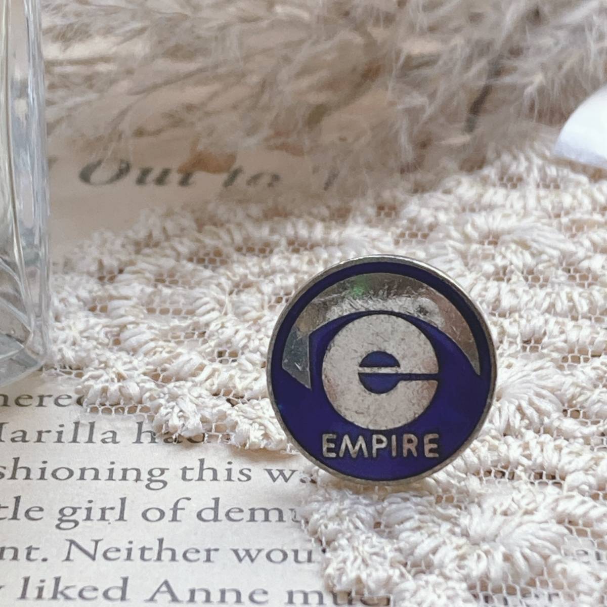 ヴィンテージラペルピン empire シルバー フラワーホール ピンバッジ☆vintage jewelry accessories 0890拍卖