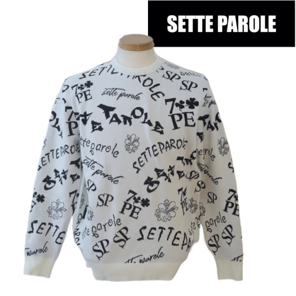 【SALE】 セッテパローレ/SETTE PAROLE ジャガードニット 48/Lサイズ 118-白系拍卖